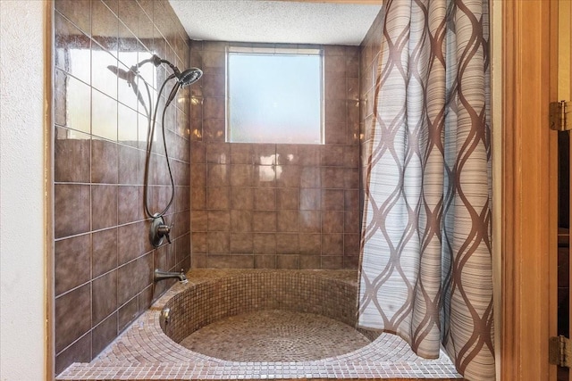 4206 Windhurst Dr, Arlington, TX 76015 - full bath featuring shower / bath combination with curtain and a textured ceiling