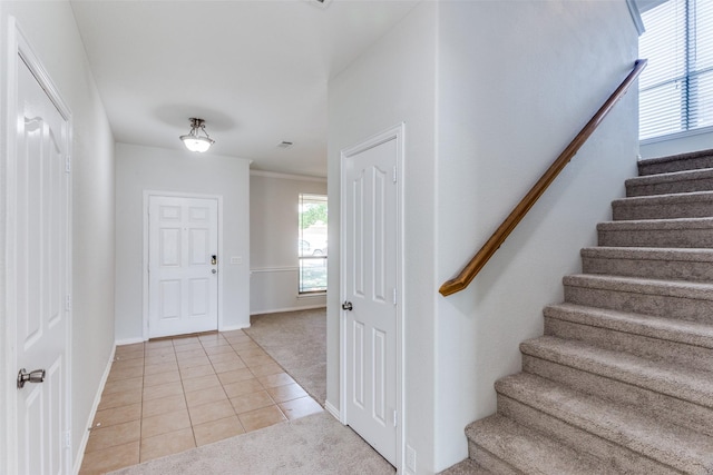 536 Kerry St, Crowley, TX 76036 - staircase featuring carpet flooring, tile patterned flooring, and baseboards