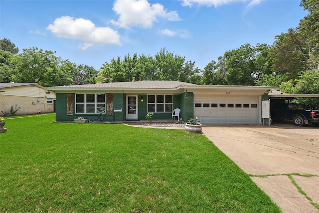1317 Elby St, Irving, TX 75061 - single story home featuring a garage, a front yard, concrete driveway, and a carport