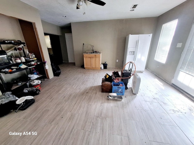826 E Center St, Duncanville, TX 75116 - living room featuring ceiling fan and light wood-type flooring