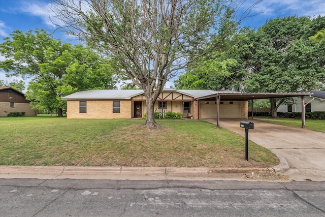 1313 Crow Dr, Waco, TX 76705 - single story home featuring an attached garage, an attached carport, a front lawn, and concrete driveway