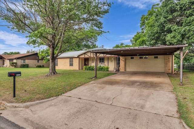 1313 Crow Dr, Waco, TX 76705 - view of front of home featuring an attached garage, brick siding, a front yard, and concrete driveway