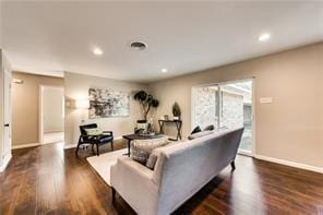3331 Ruidosa Ave, Dallas, TX 75228 - living room featuring wood finished floors, recessed lighting, and baseboards