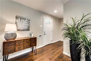 3331 Ruidosa Ave, Dallas, TX 75228 - foyer featuring baseboards, dark wood-type flooring, and recessed lighting