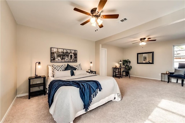 3331 Ruidosa Ave, Dallas, TX 75228 - bedroom with light colored carpet, baseboards, and a ceiling fan