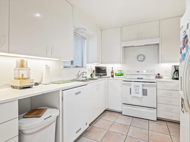 360 Diamond Bar Trl, Aledo, TX 76008 - kitchen featuring white appliances, a sink, white cabinetry, and light countertops
