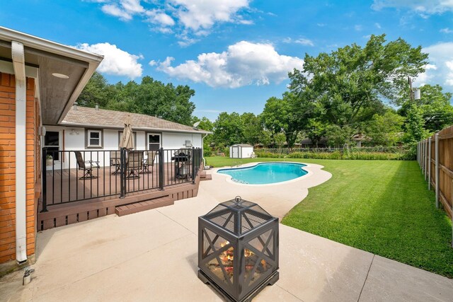 1209 Redbud Dr, Arlington, TX 76012 - view of pool featuring a patio, an outdoor fire pit, and view of scattered trees