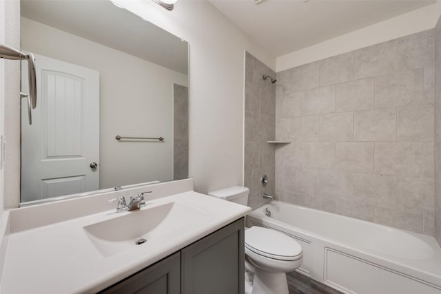 6100 Fall Creek Ln, Fort Worth, TX 76123 - full bathroom with toilet, vanity, bathtub / shower combination, and wood finished floors