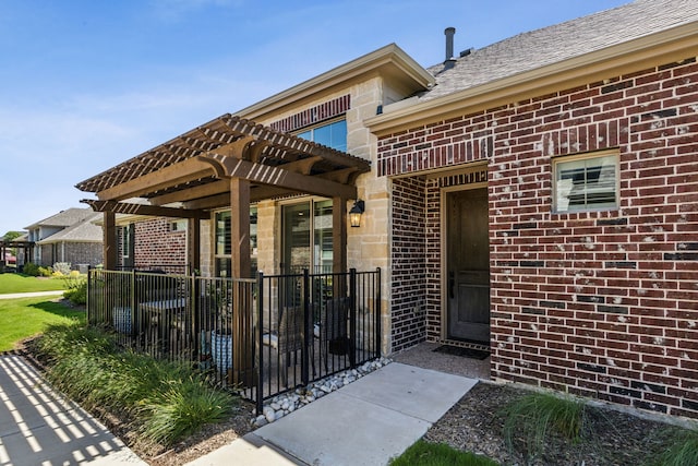 3900 Dalea Dr, Prosper, TX 75078 - entrance to property with a pergola and brick siding