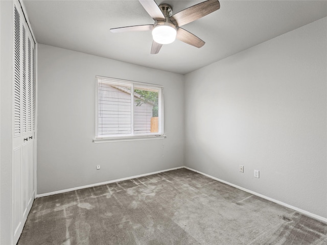 2036 Pearl Ln, Irving, TX 75060 - unfurnished bedroom featuring a closet, carpet floors, baseboards, and ceiling fan