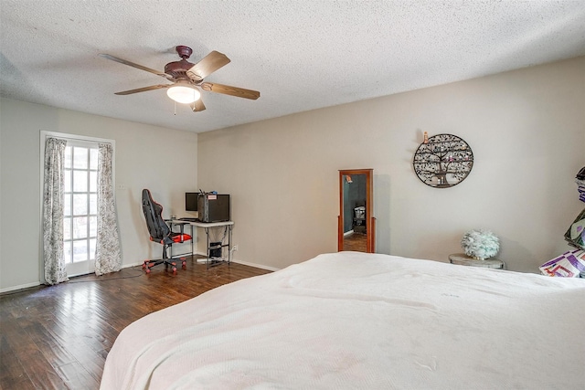 1312 Robyn Rd, Azle, TX 76020 - bedroom with wood finished floors, ceiling fan, baseboards, and a textured ceiling