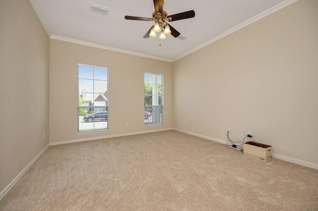 8256 Bridge St, North Richland Hills, TX 76180 - empty room with crown molding, carpet flooring, baseboards, and a ceiling fan