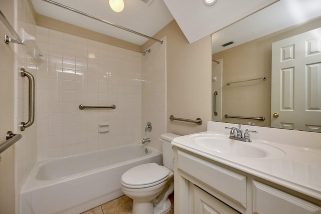 8256 Bridge St, North Richland Hills, TX 76180 - full bath with toilet, bathing tub / shower combination, vanity, and tile patterned floors
