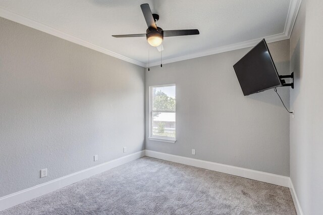 3005 S Jennings Ave, Fort Worth, TX 76110 - carpeted spare room with ceiling fan, crown molding, and baseboards