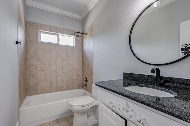 3005 S Jennings Ave, Fort Worth, TX 76110 - bathroom with vanity, shower / washtub combination, crown molding, and toilet
