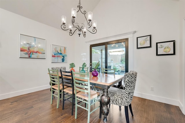7709 Westwind Dr, Fort Worth, TX 76179 - dining room with a chandelier, baseboards, and wood finished floors