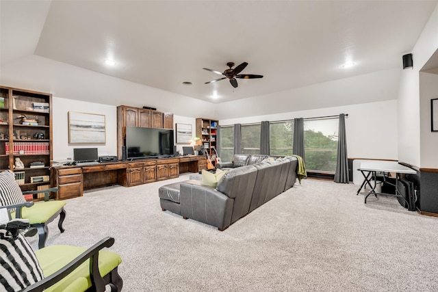 7709 Westwind Dr, Fort Worth, TX 76179 - carpeted living room with ceiling fan