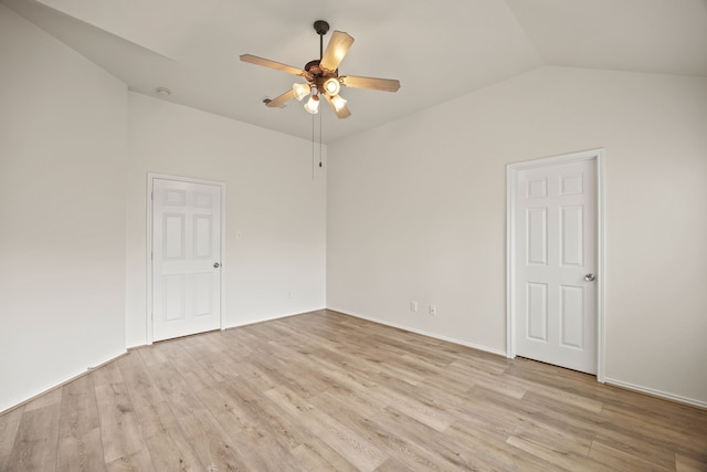 332 Butternut Dr, Fate, TX 75087 - unfurnished room featuring ceiling fan, light wood-type flooring, and lofted ceiling