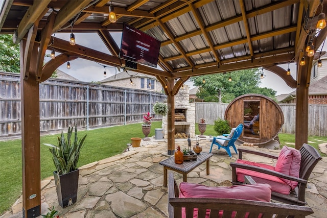 2801 Adams Dr, Melissa, TX 75454 - view of patio featuring a gazebo and an outdoor hangout area