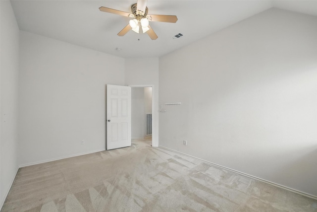 9829 Crawford Farms Dr, Fort Worth, TX 76244 - spare room featuring light carpet, ceiling fan, vaulted ceiling, and baseboards