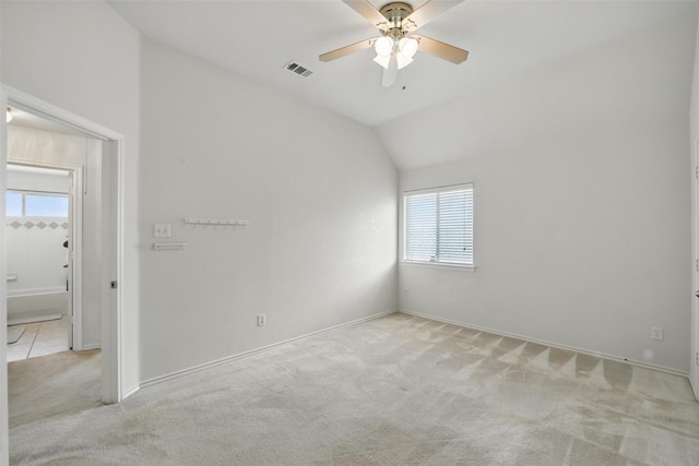 9829 Crawford Farms Dr, Fort Worth, TX 76244 - empty room featuring carpet flooring, plenty of natural light, ceiling fan, vaulted ceiling, and baseboards