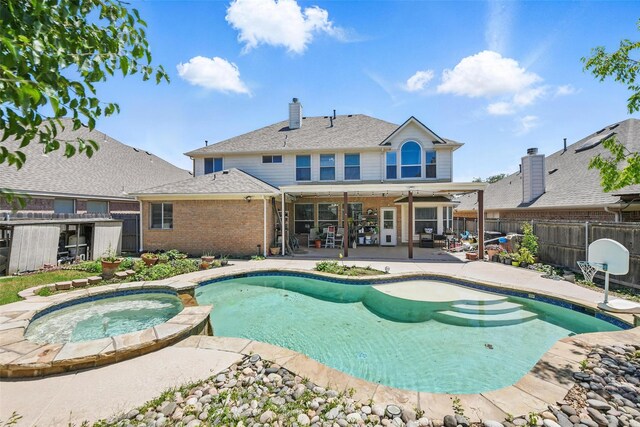 9829 Crawford Farms Dr, Fort Worth, TX 76244 - view of pool with a patio, a fenced backyard, and a pool with connected hot tub
