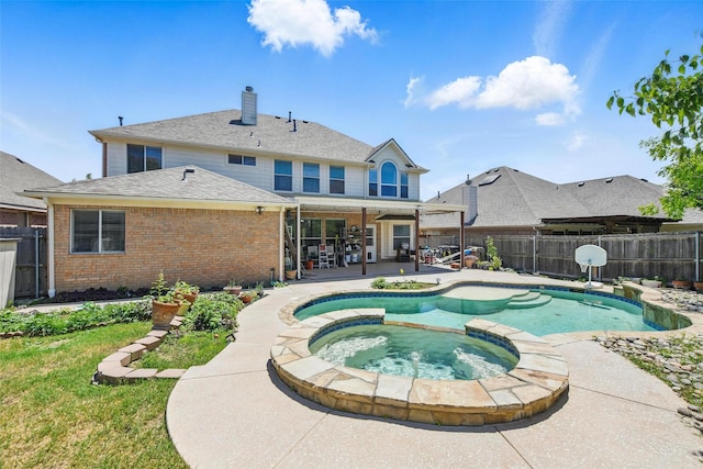 9829 Crawford Farms Dr, Fort Worth, TX 76244 - view of pool with a patio area, a fenced backyard, and a pool with connected hot tub