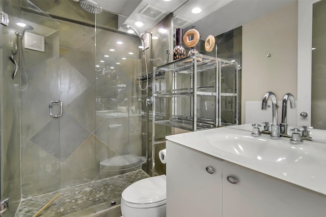 3883 Turtle Creek Blvd Unit 204, Dallas, TX 75219 - full bath featuring toilet, a stall shower, and vanity