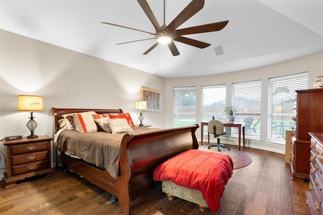 416 Bronco Cir, Shady Shores, TX 76208 - bedroom with dark wood-type flooring and a ceiling fan