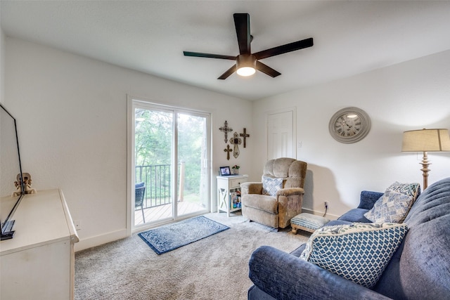 2208 Turtle Creek Dr, Sherman, TX 75092 - carpeted living area featuring a ceiling fan and baseboards