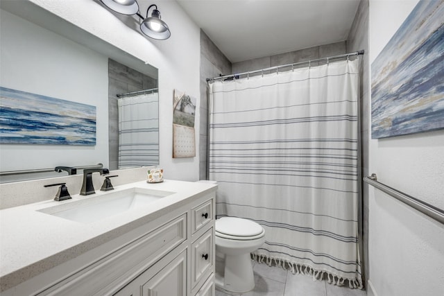 2208 Turtle Creek Dr, Sherman, TX 75092 - bathroom featuring tile patterned floors, vanity, toilet, and a shower with shower curtain