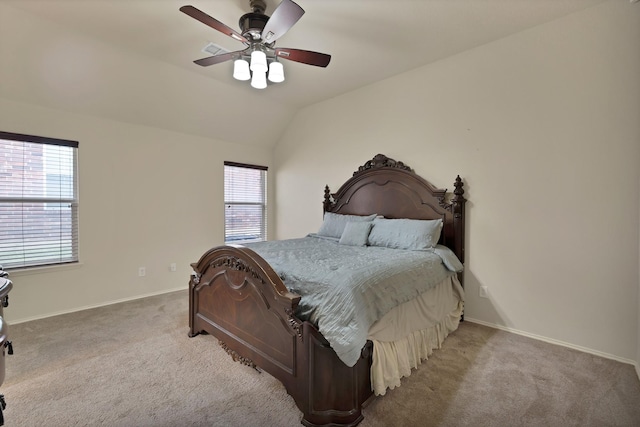 760 Red Elm Ln, Fort Worth, TX 76131 - carpeted bedroom featuring baseboards, vaulted ceiling, and ceiling fan