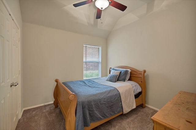 760 Red Elm Ln, Fort Worth, TX 76131 - bedroom featuring carpet, lofted ceiling, baseboards, and a ceiling fan