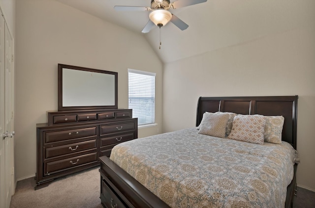 760 Red Elm Ln, Fort Worth, TX 76131 - bedroom with carpet flooring, lofted ceiling, baseboards, and ceiling fan
