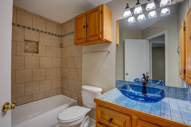 6729 Windwillow Dr, Fort Worth, TX 76137 - full bathroom featuring toilet, vanity, and  shower combination