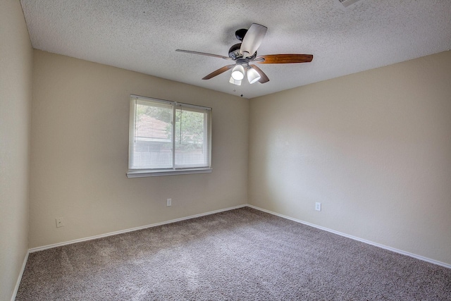 6729 Windwillow Dr, Fort Worth, TX 76137 - carpeted spare room with a ceiling fan, a textured ceiling, and baseboards