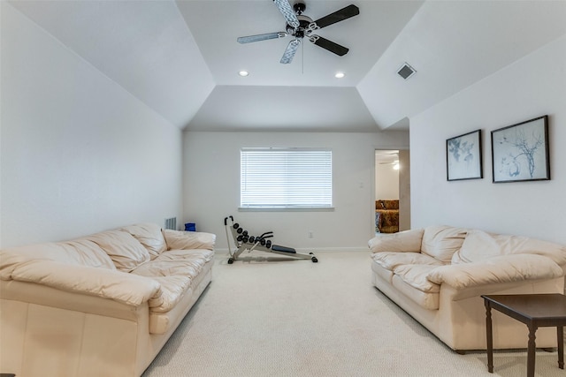 5916 Broadmoor Dr, Plano, TX 75093 - living area featuring ceiling fan, carpet, recessed lighting, and baseboards