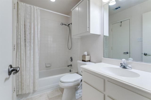 5916 Broadmoor Dr, Plano, TX 75093 - bathroom with shower / bath combo, vanity, toilet, and tile patterned floors