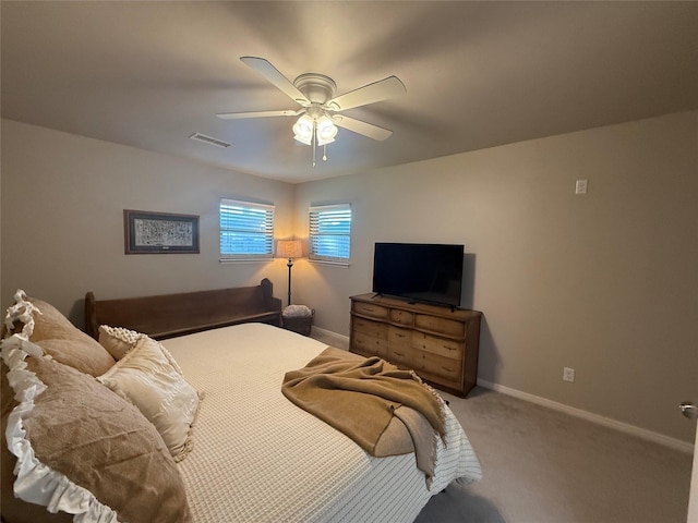 3417 Danbury Dr, Amarillo, TX 79109 - bedroom featuring baseboards, light colored carpet, and ceiling fan