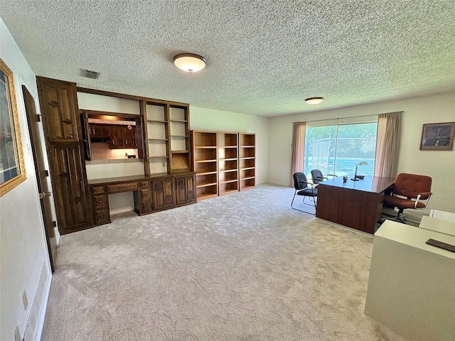 1107 Rock Springs Rd, Duncanville, TX 75137 - carpeted office with a textured ceiling and built in desk