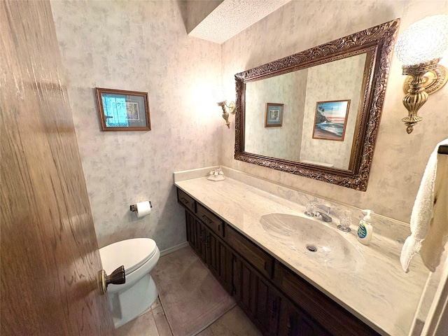 1107 Rock Springs Rd, Duncanville, TX 75137 - bathroom with vanity, tile patterned floors, and wallpapered walls