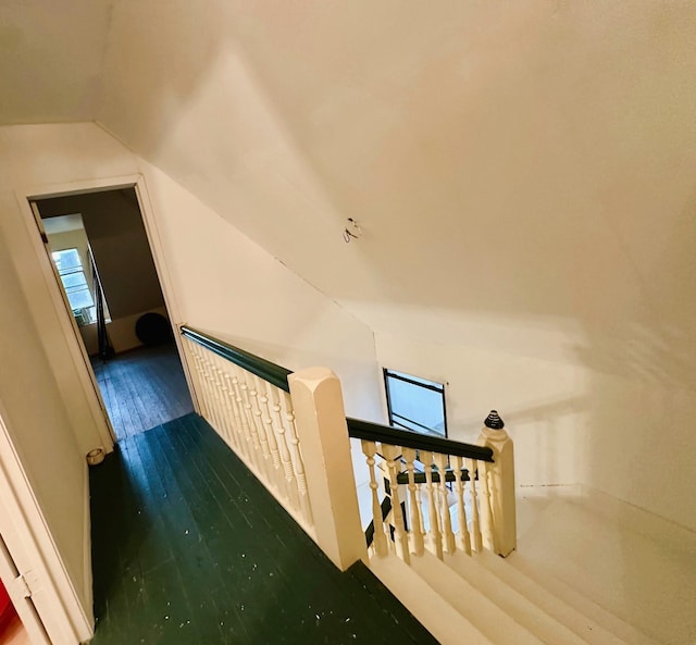 618 W Chestnut St, Denison, TX 75020 - stairway featuring vaulted ceiling and wood finished floors