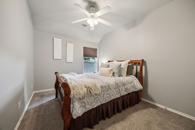 7308 Claridge Ln, Mckinney, TX 75072 - carpeted bedroom featuring baseboards, lofted ceiling, and a ceiling fan