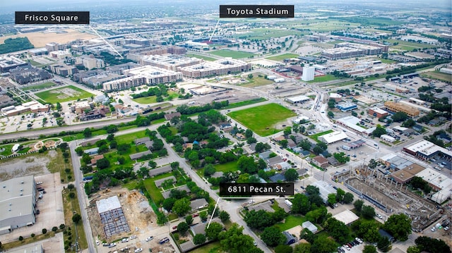 6811 Pecan St, Frisco, TX 75034 - aerial view of property and surrounding area featuring an industrial area