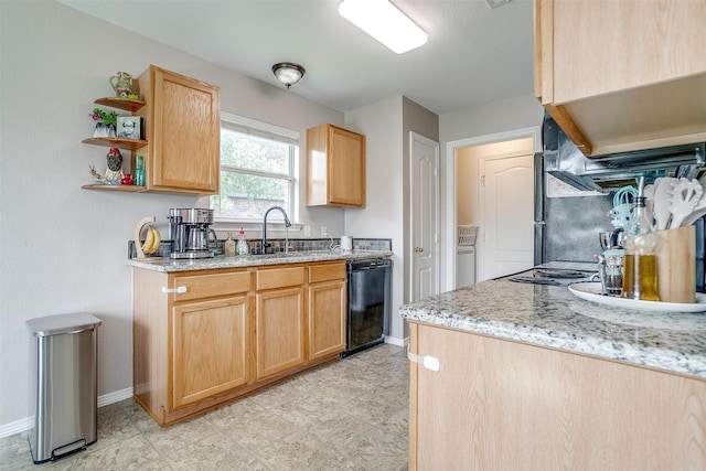 412 Hanover St, Burleson, TX 76028 - kitchen with a sink, baseboards, dishwasher, and open shelves