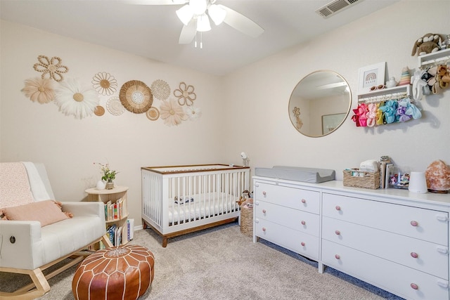 412 Hanover St, Burleson, TX 76028 - bedroom featuring a crib, carpet flooring, and ceiling fan