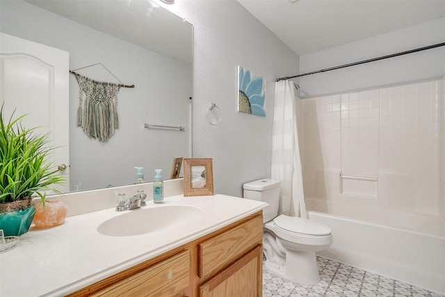 412 Hanover St, Burleson, TX 76028 - bathroom featuring vanity, toilet, and shower / tub combo with curtain