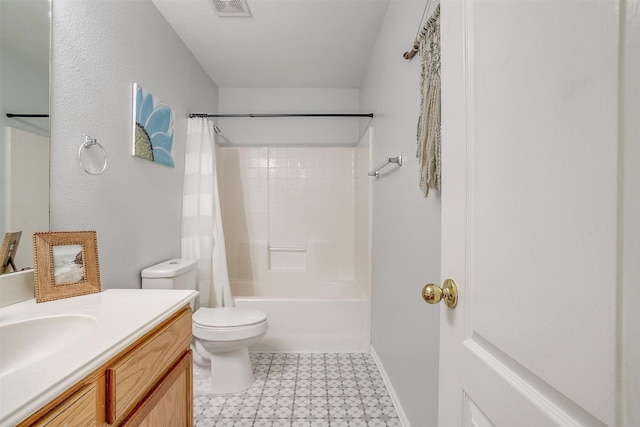 412 Hanover St, Burleson, TX 76028 - bathroom featuring tile patterned floors, vanity, toilet, and shower / tub combo with curtain