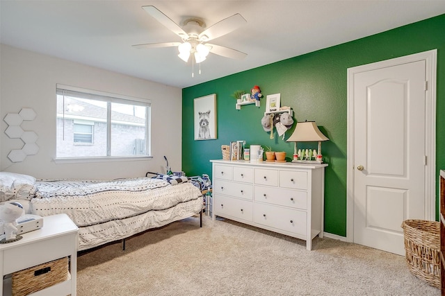 412 Hanover St, Burleson, TX 76028 - bedroom featuring light carpet and ceiling fan
