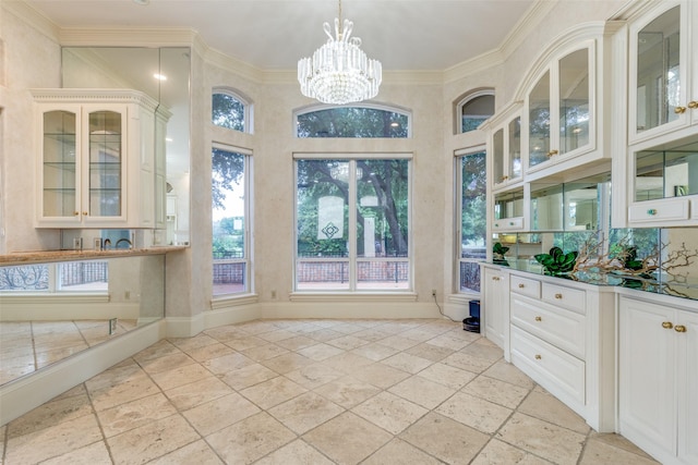 5528 Gleneagles Dr, Plano, TX 75093 - unfurnished sunroom featuring a chandelier